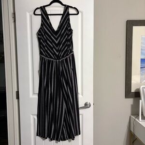 GAP Black and White Striped Jumpsuit